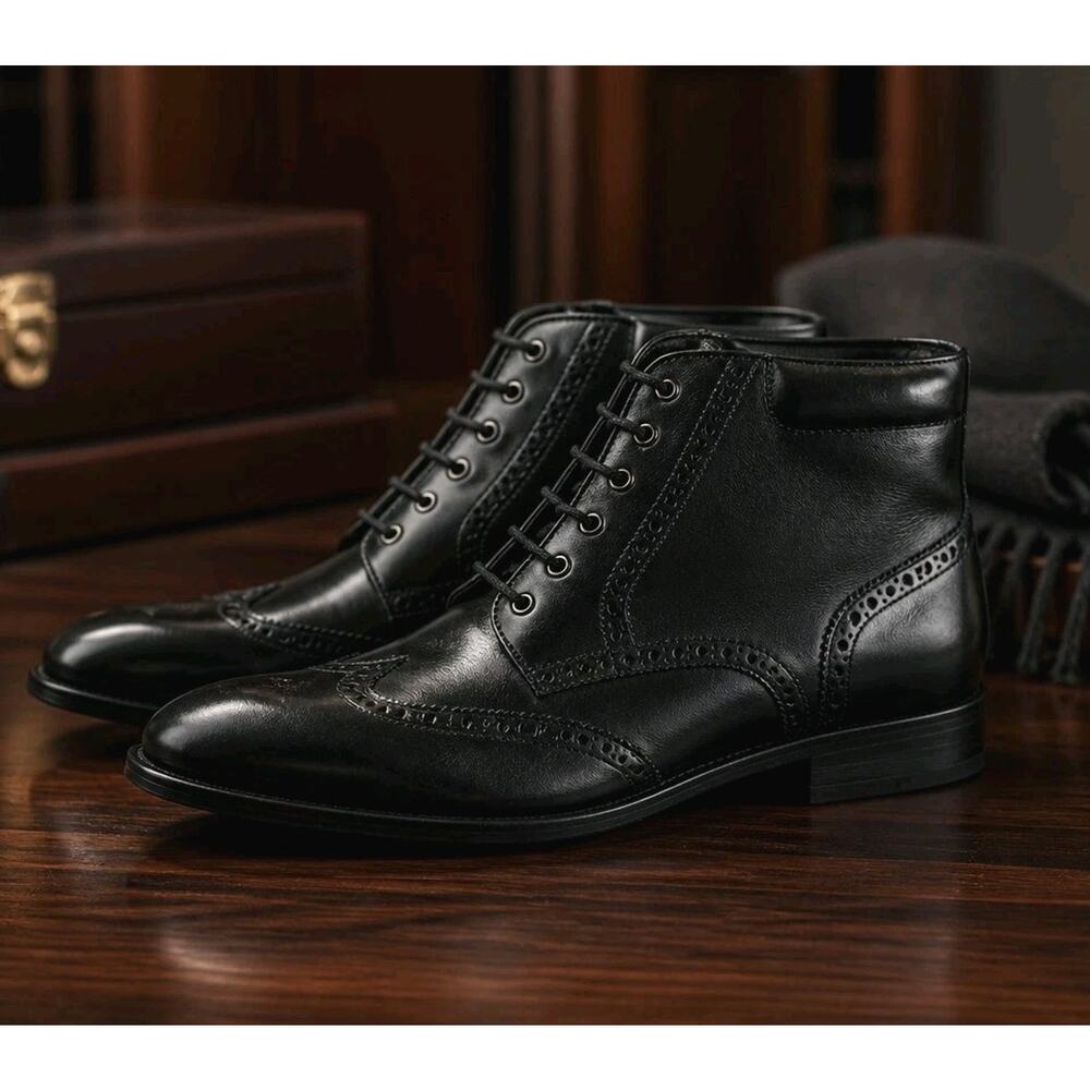 Cole Haan Men's Williams Wingtip Chukka Black Leather Ankle Boot 12M C20285